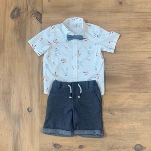 Old Navy Shirt with Bow Tie w/ Cat and Jack Shorts